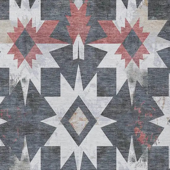Charcoal And Rust Aztec Washable Indoor Outdoor Area Rug Photo 8
