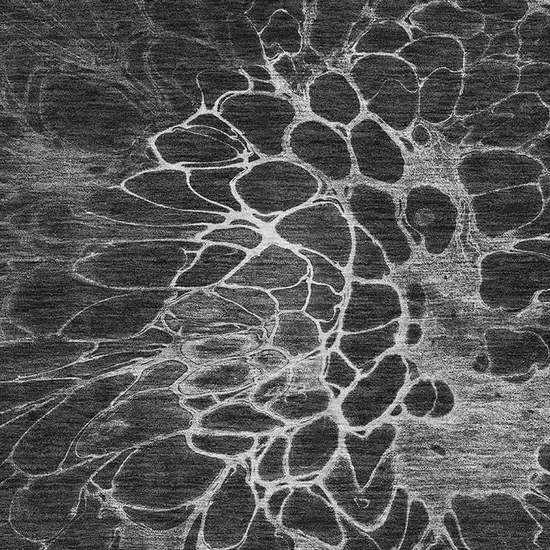 Charcoal And Silver Abstract Washable Area Rug With UV Protection Photo 5