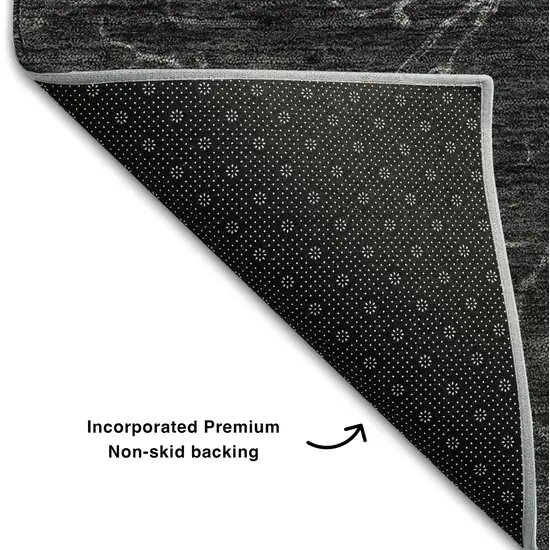 Charcoal And Silver Abstract Washable Area Rug With UV Protection Photo 8