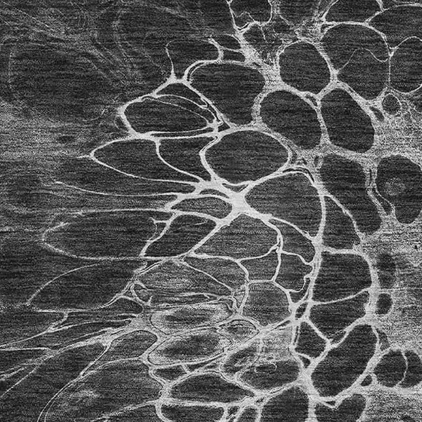 Charcoal And Silver Abstract Washable Area Rug With UV Protection Photo 4