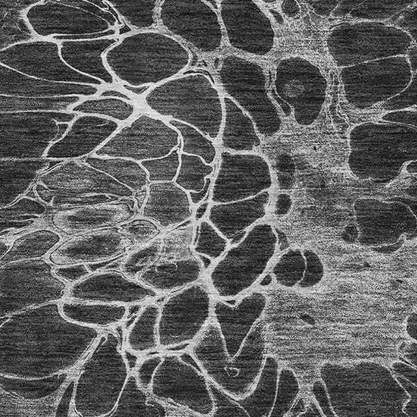 Charcoal And Silver Abstract Washable Area Rug With UV Protection Photo 3