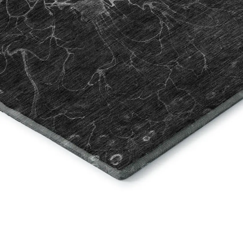 Charcoal And Silver Abstract Washable Area Rug With UV Protection Photo 8