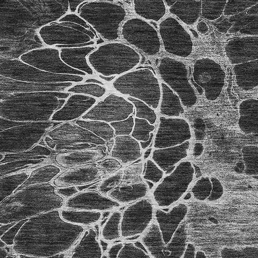 Charcoal And Silver Abstract Washable Area Rug With UV Protection Photo 3