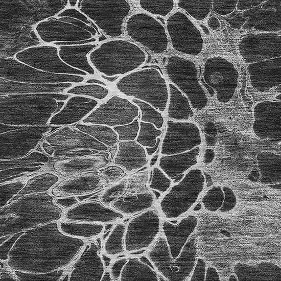 Charcoal And Silver Abstract Washable Area Rug With UV Protection Photo 3