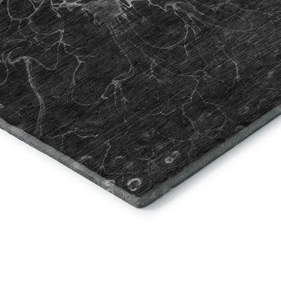 Charcoal And Silver Abstract Washable Area Rug With UV Protection Photo 8