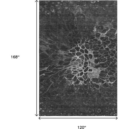 Charcoal And Silver Abstract Washable Area Rug With UV Protection Photo 3