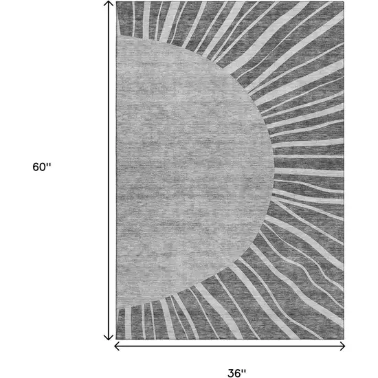 Charcoal And Silver Abstract Washable Area Rug With UV Protection Photo 7