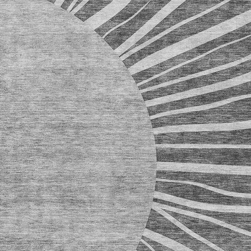 Charcoal And Silver Abstract Washable Area Rug With UV Protection Photo 4