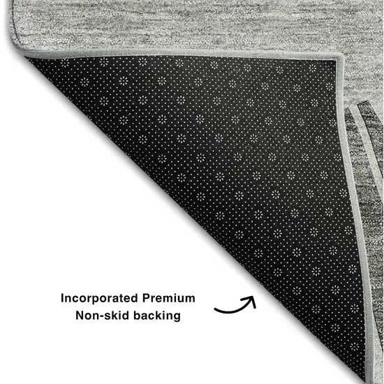 Charcoal And Silver Abstract Washable Area Rug With UV Protection Photo 8