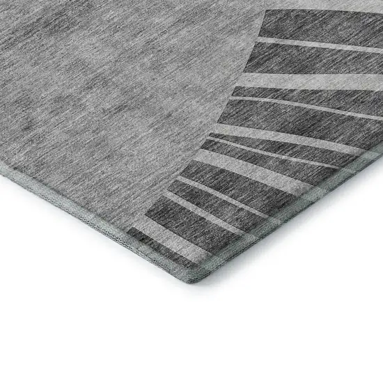 Charcoal And Silver Abstract Washable Area Rug With UV Protection Photo 9