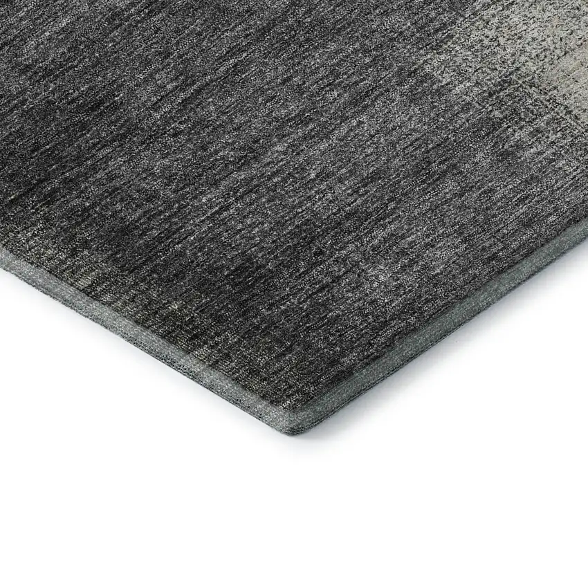 Charcoal And Silver Abstract Washable Area Rug With UV Protection Photo 8