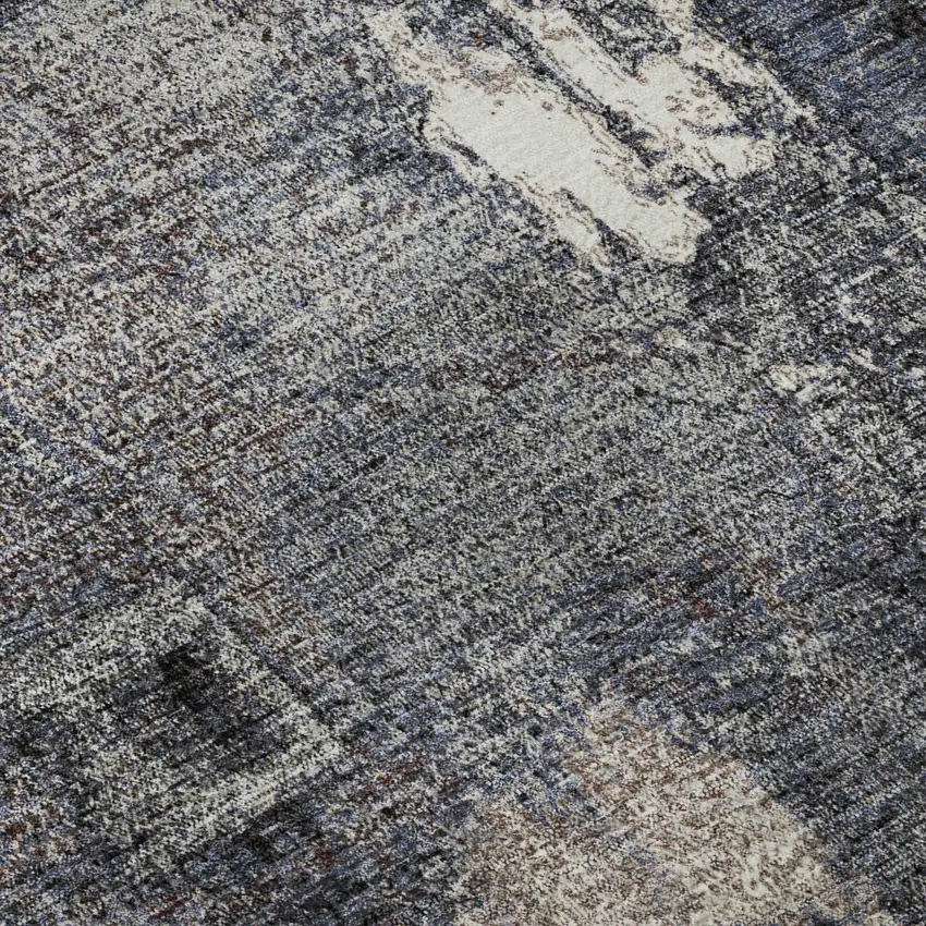 Charcoal And Silver Abstract Washable Area Rug With UV Protection Photo 9