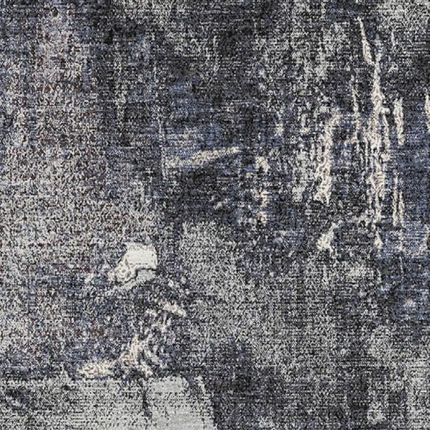 Charcoal And Silver Abstract Washable Area Rug With UV Protection Photo 2