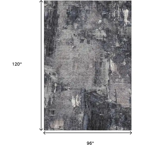 Charcoal And Silver Abstract Washable Area Rug With UV Protection Photo 8