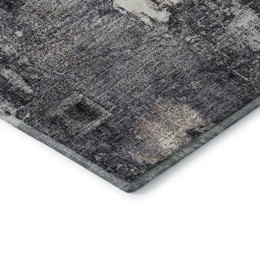 Charcoal And Silver Abstract Washable Area Rug With UV Protection Photo 7