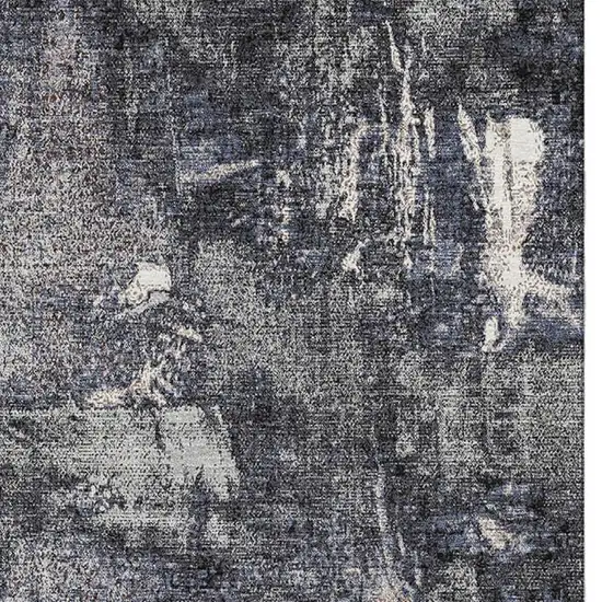 Charcoal And Silver Abstract Washable Area Rug With UV Protection Photo 3