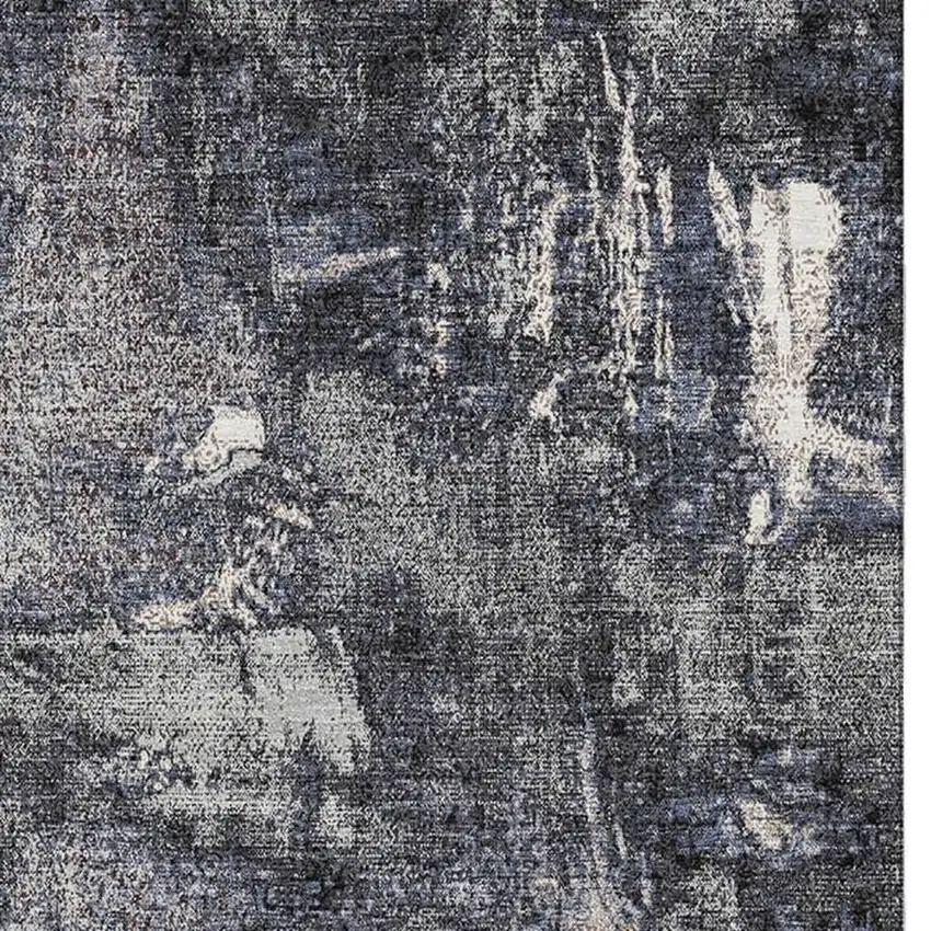 Charcoal And Silver Abstract Washable Area Rug With UV Protection Photo 3