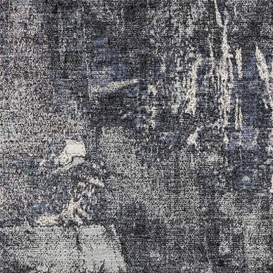 Charcoal And Silver Abstract Washable Area Rug With UV Protection Photo 2