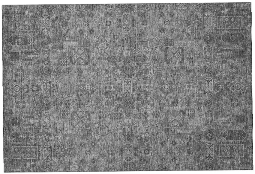 Charcoal And Silver Floral Washable Area Rug With UV Protection Photo 2