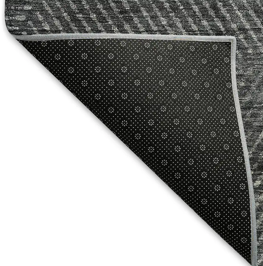 Charcoal And Silver Geometric Washable Area Rug With UV Protection Photo 7