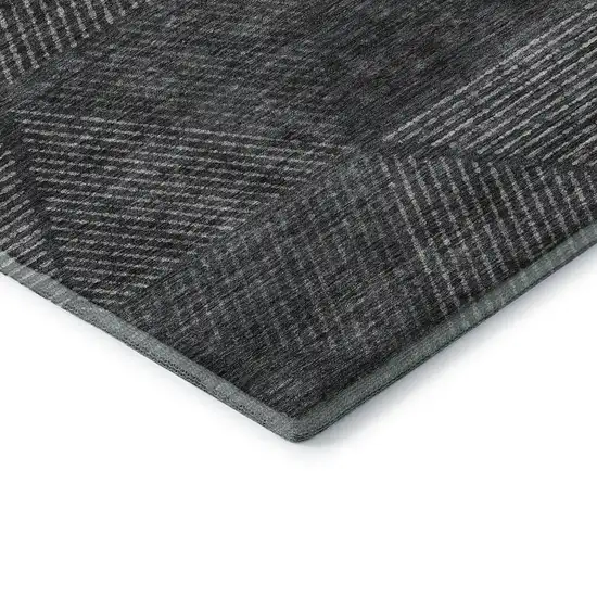 Charcoal And Silver Geometric Washable Area Rug With UV Protection Photo 8