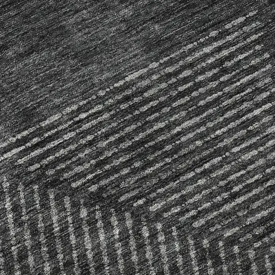 Charcoal And Silver Geometric Washable Area Rug With UV Protection Photo 9
