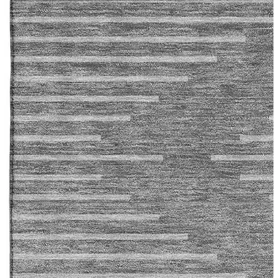 Charcoal And Silver Geometric Washable Area Rug With UV Protection Photo 3