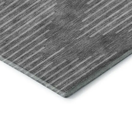 Charcoal And Silver Geometric Washable Area Rug With UV Protection Photo 7