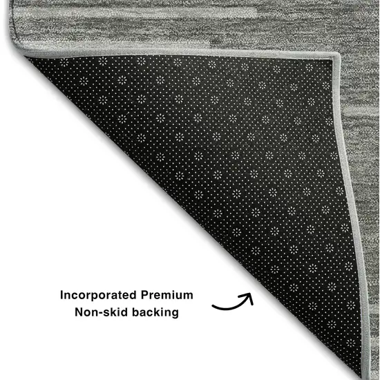 Charcoal And Silver Geometric Washable Area Rug With UV Protection Photo 5