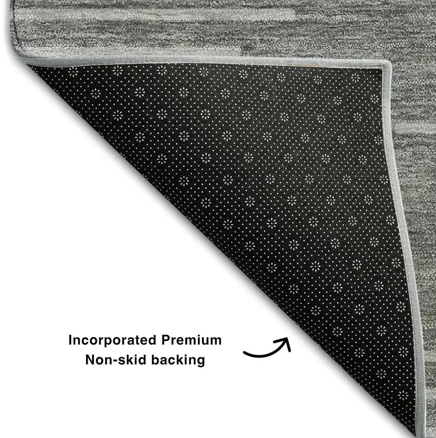 Charcoal And Silver Geometric Washable Area Rug With UV Protection Photo 5