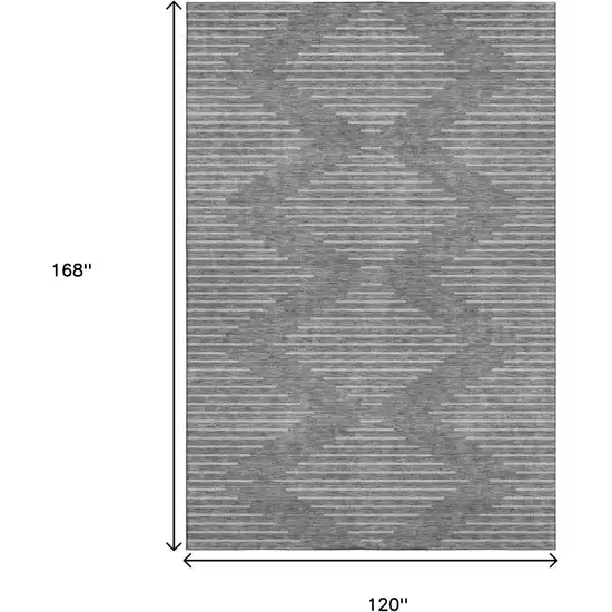 Charcoal And Silver Geometric Washable Area Rug With UV Protection Photo 7