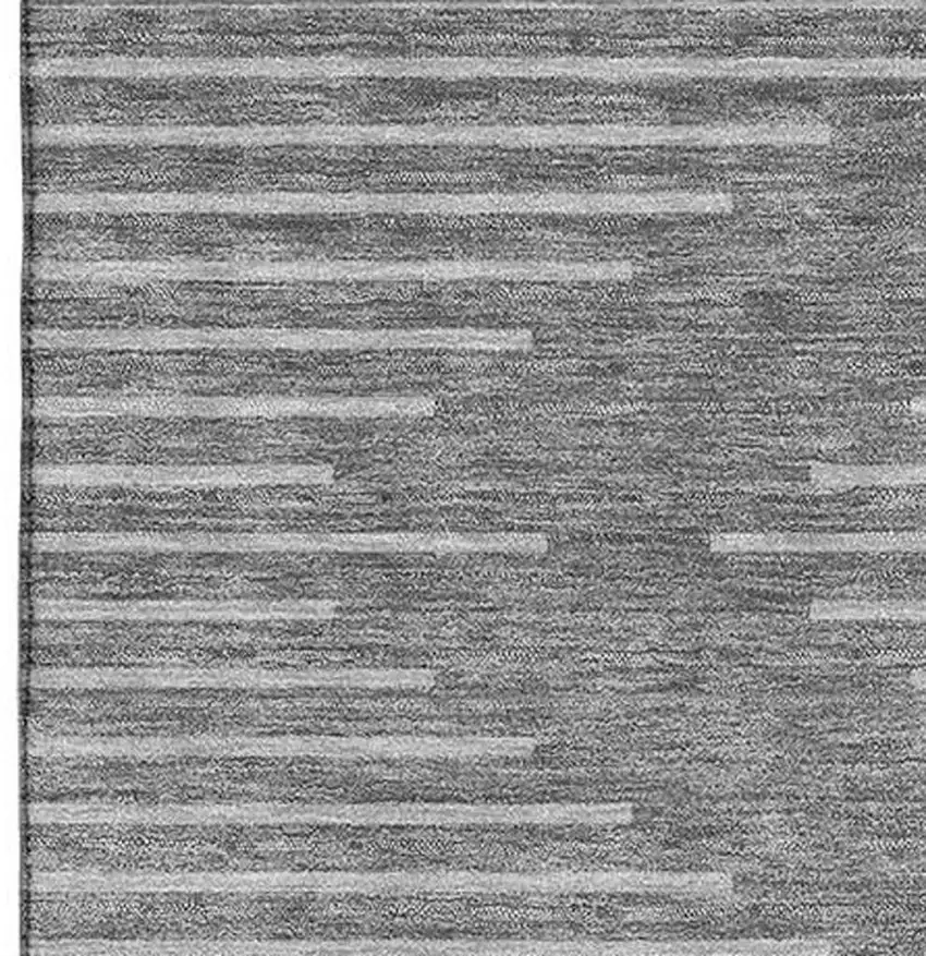 Charcoal And Silver Geometric Washable Area Rug With UV Protection Photo 2