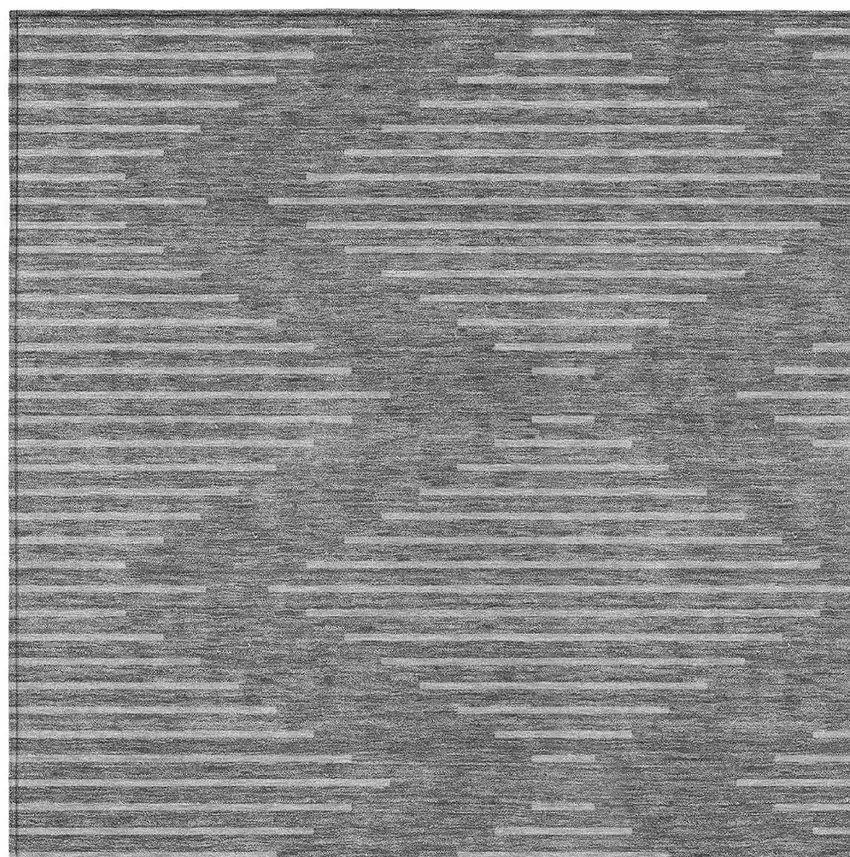 Charcoal And Silver Geometric Washable Indoor Outdoor Area Rug Photo 5