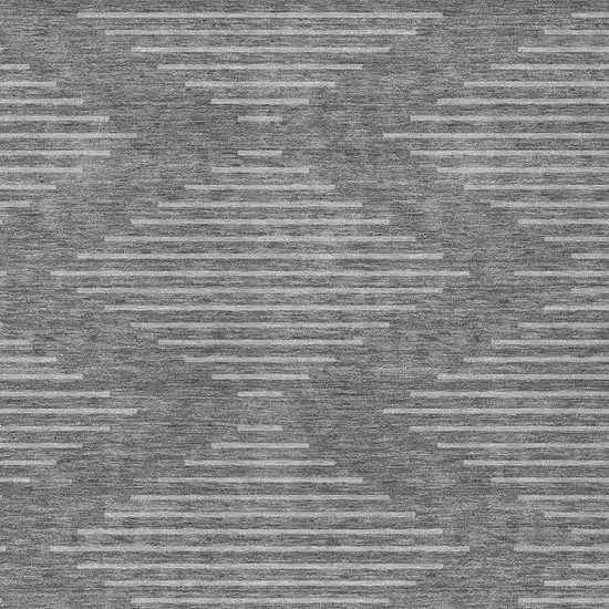 Charcoal And Silver Geometric Washable Indoor Outdoor Area Rug Photo 5