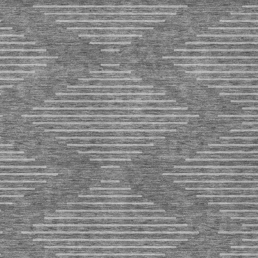 Charcoal And Silver Geometric Washable Indoor Outdoor Area Rug Photo 5