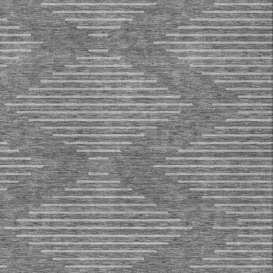Charcoal And Silver Geometric Washable Indoor Outdoor Area Rug Photo 5