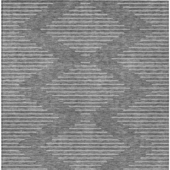 Charcoal And Silver Geometric Washable Indoor Outdoor Area Rug Photo 6