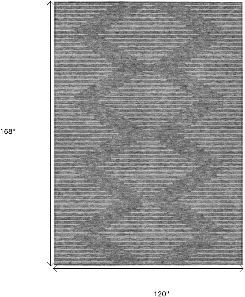 Charcoal And Silver Geometric Washable Indoor Outdoor Area Rug Photo 3
