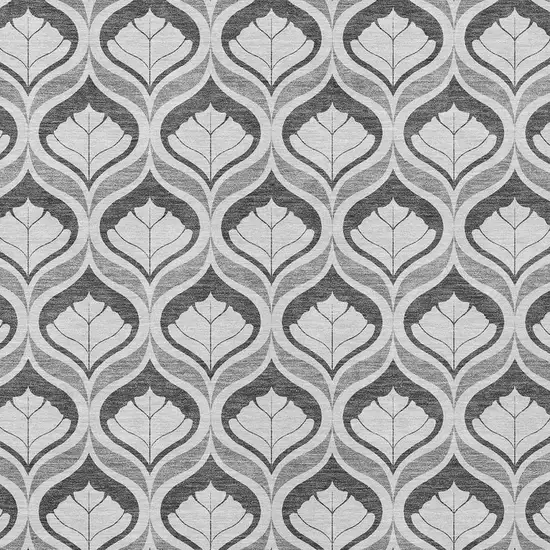 Charcoal And Silver Geometric Washable Indoor Outdoor Area Rug Photo 2