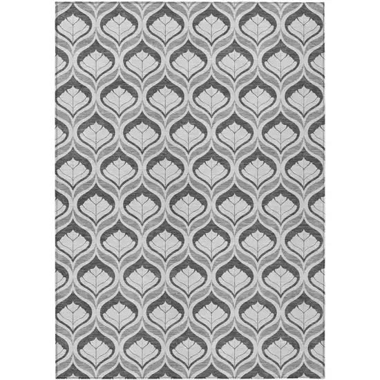 Charcoal And Silver Geometric Washable Indoor Outdoor Area Rug Photo 1