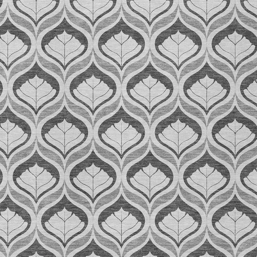 Charcoal And Silver Geometric Washable Indoor Outdoor Area Rug Photo 2