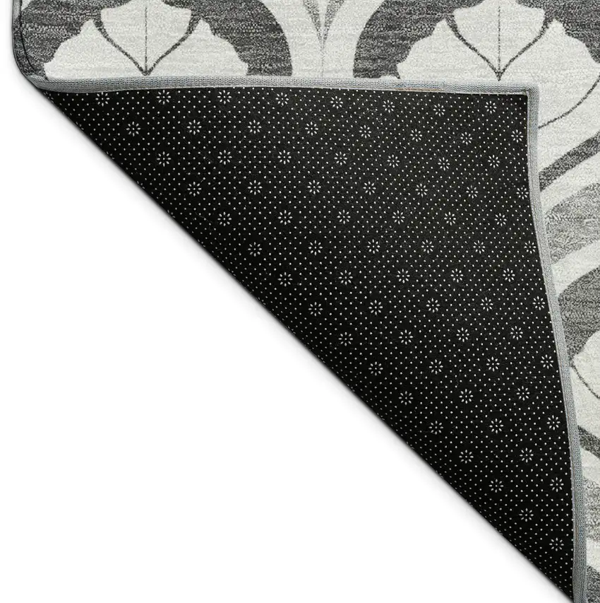 Charcoal And Silver Geometric Washable Indoor Outdoor Area Rug Photo 9