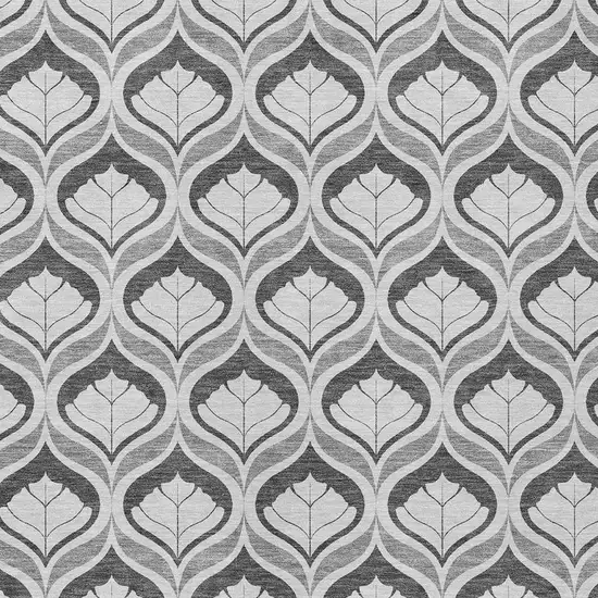 Charcoal And Silver Geometric Washable Indoor Outdoor Area Rug Photo 2