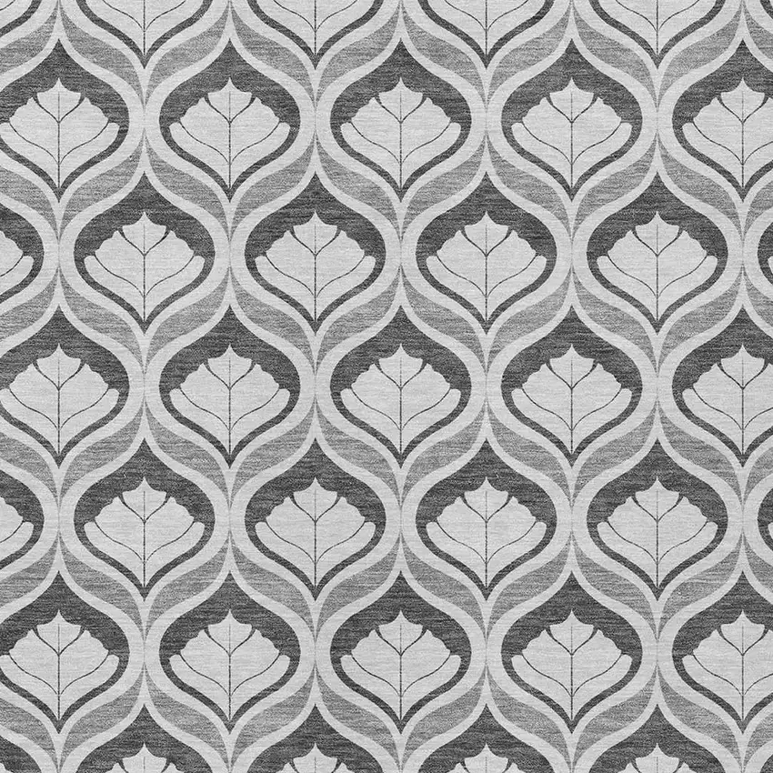 Charcoal And Silver Geometric Washable Indoor Outdoor Area Rug Photo 2