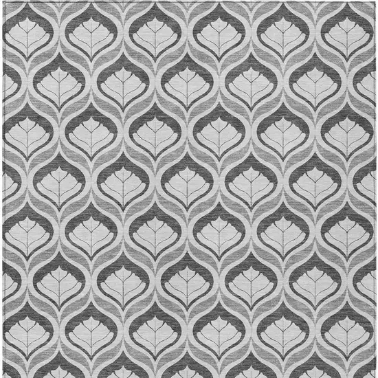 Charcoal And Silver Geometric Washable Indoor Outdoor Area Rug Photo 2