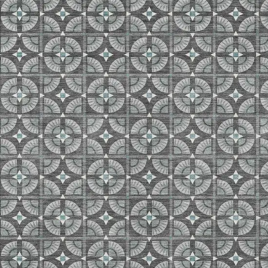 Charcoal And Silver Geometric Washable Indoor Outdoor Area Rug Photo 3
