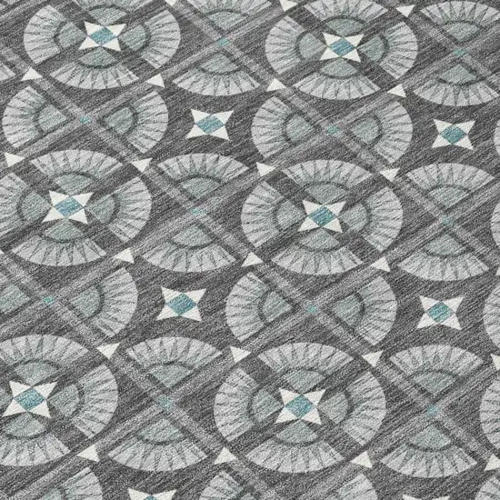 Charcoal And Silver Geometric Washable Indoor Outdoor Area Rug Photo 6