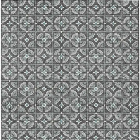 Charcoal And Silver Geometric Washable Indoor Outdoor Area Rug Photo 4