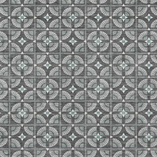 Charcoal And Silver Geometric Washable Indoor Outdoor Area Rug Photo 3