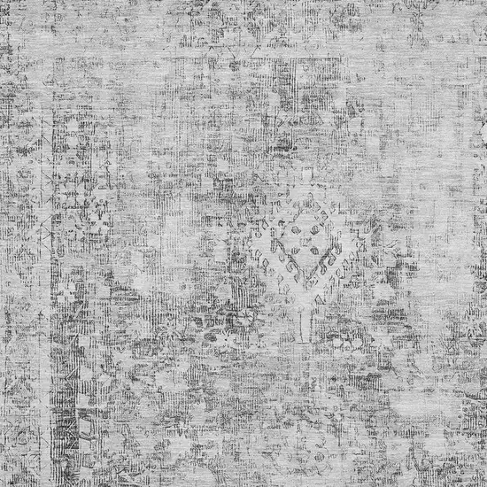 Charcoal And Silver Oriental Washable Area Rug With UV Protection Photo 2
